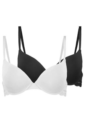 Soutien-Gorge ANNA FIELD Anna Field Nadine 2pp Tshirt Bra Plain Micro W Lace Wing Noir Femme | NFA-1368400